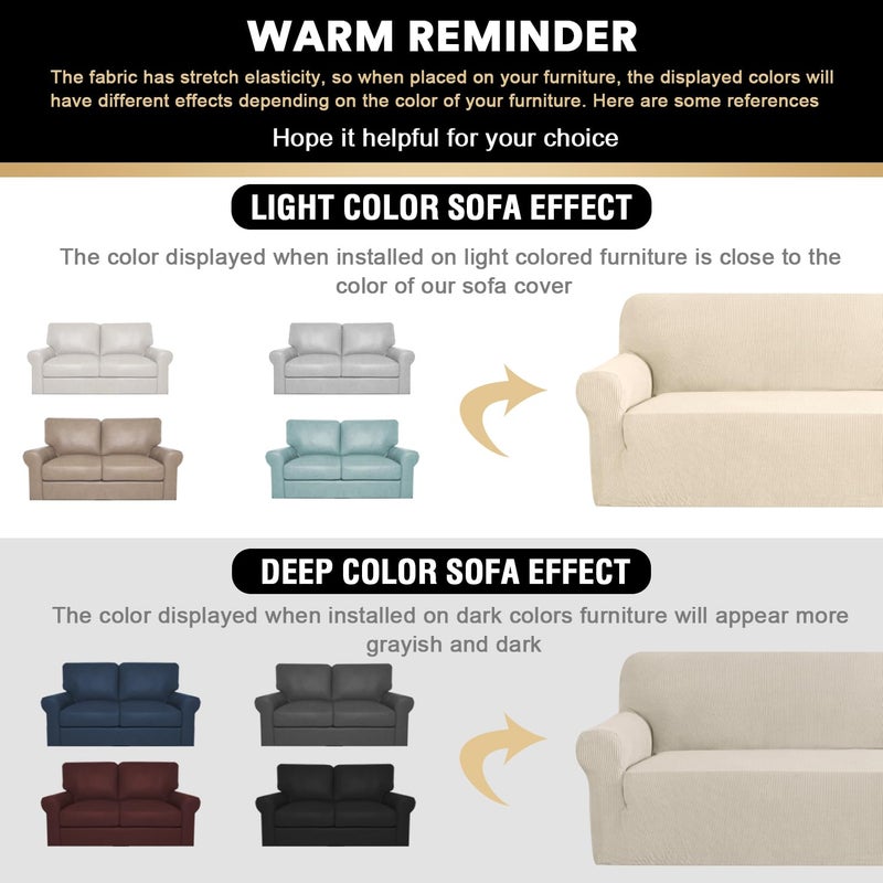 PrinceDeco Stretch Loveseat Sofa Cover Slipcover Couch Cover for 2 Cushion Sofa Washable Sofa Cover for Pets Friendly Furniture Protector Covers with Non Slip Bottom(Loveseat, Biscotti Beige) - Image 2